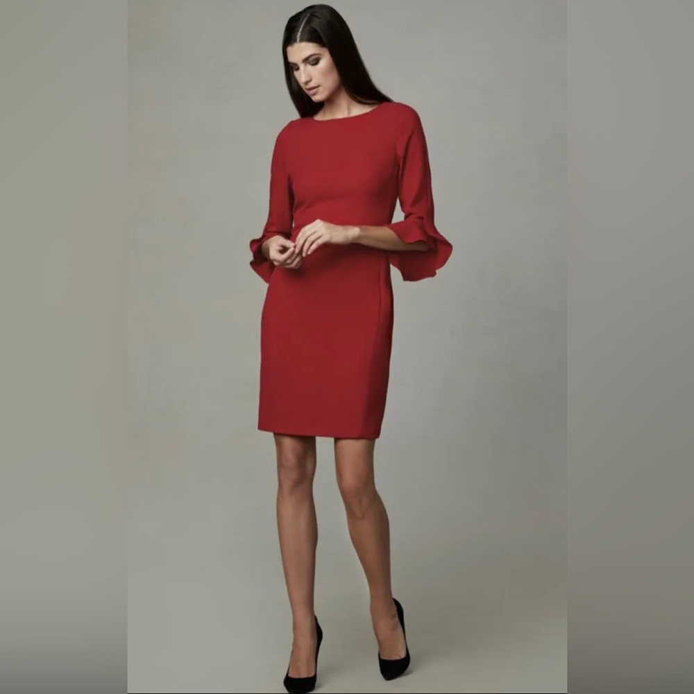 Karl Lagerfeld long 3/4 sleeve red dress